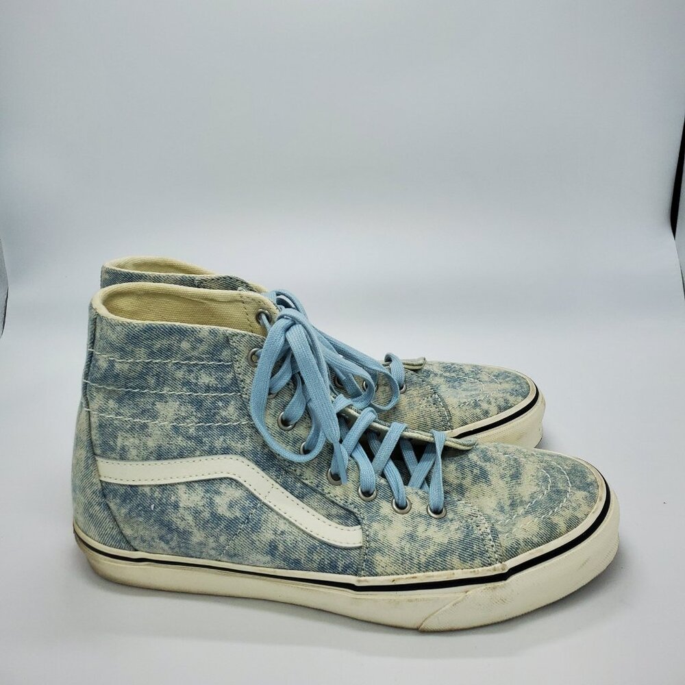 Vans Sk8-Hi Taper Blue Acid Washed Denim Winter Sky Lace Up Shoes Sneakers